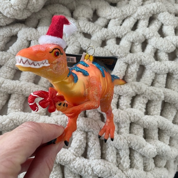 ROBERT STANLEY HOME COLLECTION SANTA HAT DINO GLASS ORNAMENT NWT - Picture 3 of 9